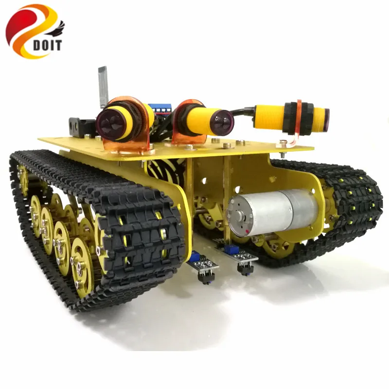 

Bluetooth Control Tracking Obstacle Avoidance Tank Chassis TS100 with UNO R3 Board+Motor Drive Shield Board DIY RC