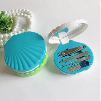 

100 sets Women Manicure Set 4 in1 with Shell Nail Clippers Cleaner Grooming Kit Nail Care Tool Wedding Party Favor Company Gift