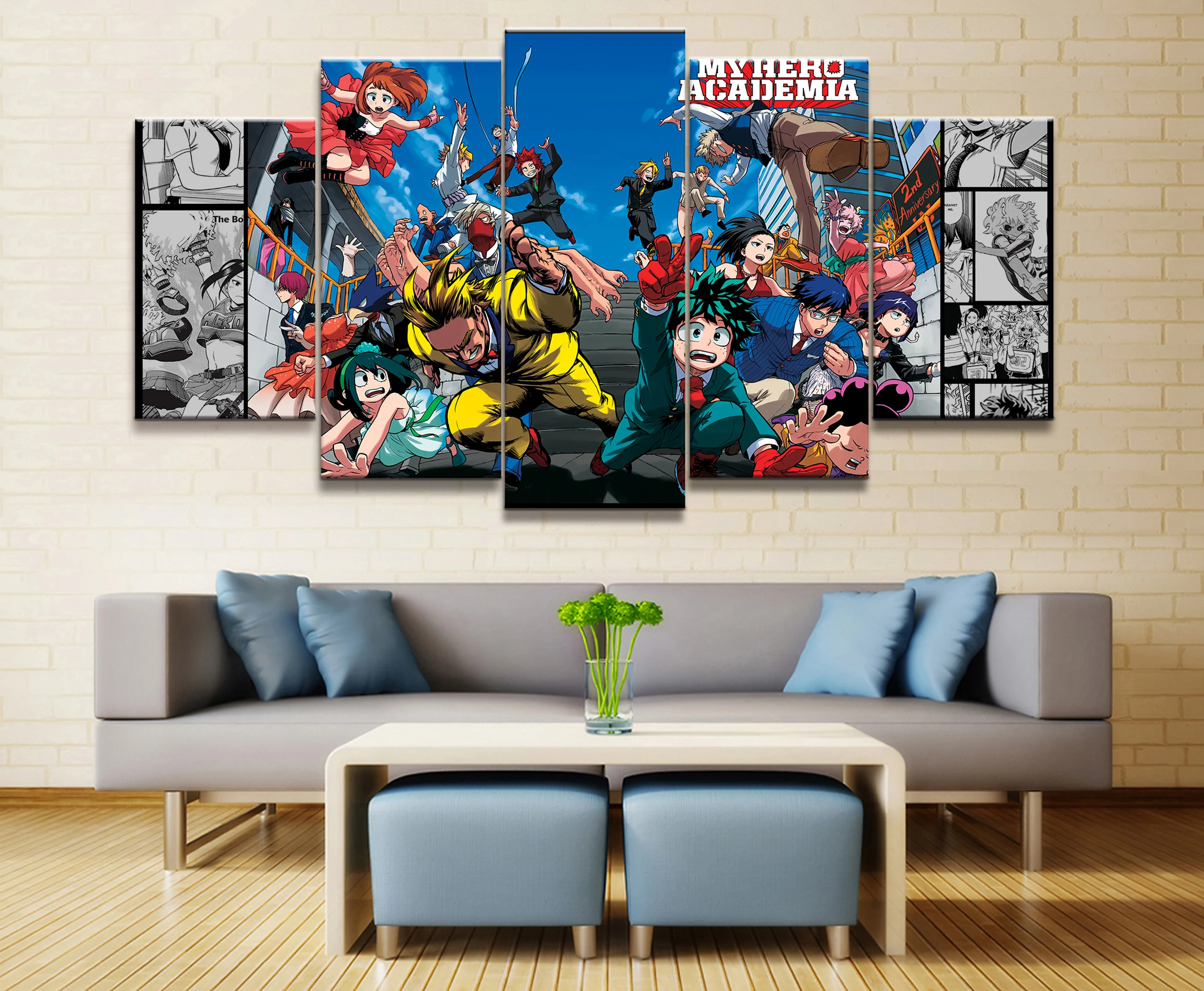 Wall Art Poster Painting Modular Pictures For Living Room Decorative Pictures Canvas Printed 5 Panel My Hero Academia Animation