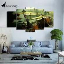5 piece HD Printed Canvas Painting Musical Instruments Drum Posters Wall Pictures for Living Room Modern Free Shipping CU-1859B