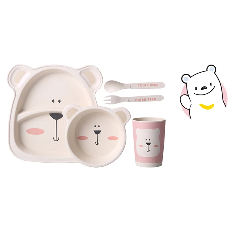 5pcs/set Baby Cartoon Tableware Set Bamboo Fiber Material Children Dinner Plate+ Bowl +Cup+ Spoon +Fork Kids Tableware Set 5pcs/set Baby Cartoon Tableware Set Bamboo Fiber Material Children Dinner Plate+ Bowl +Cup+ Spoon +Fork Kids Tableware Set