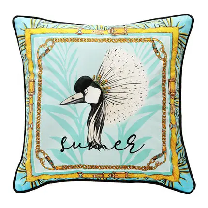 DUNXDECO Cushion Cover Decorative Pillow Case Island Vocation Tropical Leopard Crowned Cranes Modern Luxury Coussin Decorating - Цвет: B