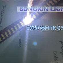 1000 шт./лот 7020 SMD светодиодный 7020 белый 7020 диоды светильник 7020 сторона 0,5 Вт Холодный белый CW 8000 k-13000 k 3 в 150ma светодиодный