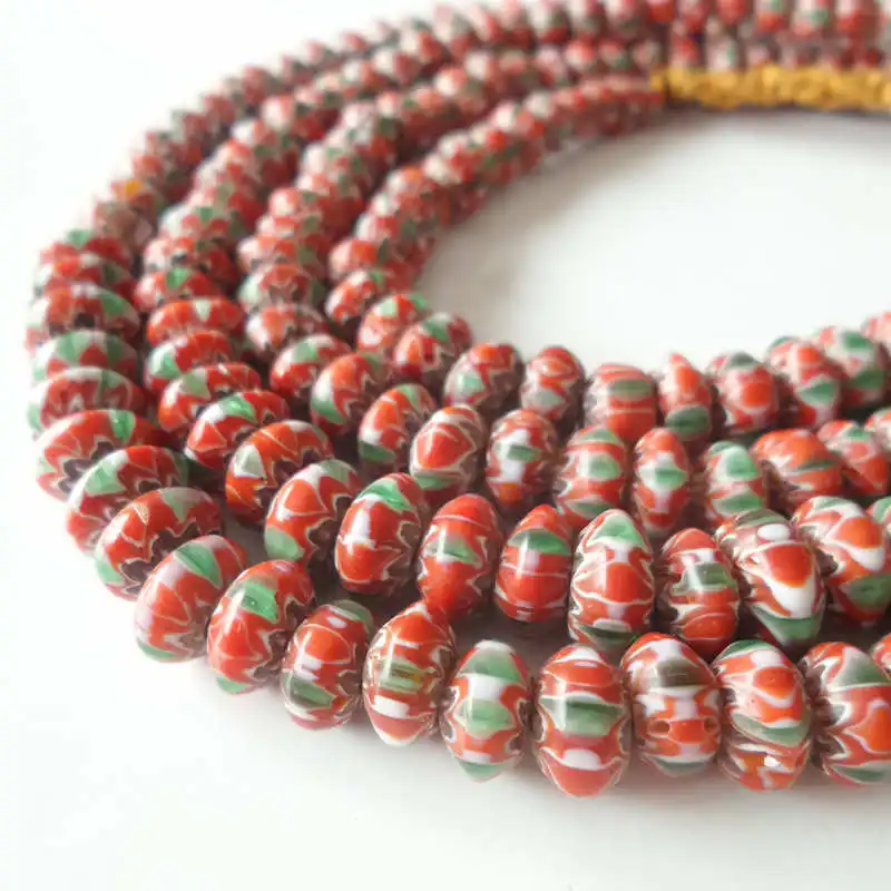 

TSB0183 Nepal Handmade Sarfon Lampwork Colorful Disk Beads Strand