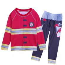 Детская пижама одежда для сна для мальчиков пижамы для девочек от 3 до 10 лет, Детская Пижама, футболка+ штаны, комплект одежды для маленьких девочек и мальчиков, костюмы пожарных
