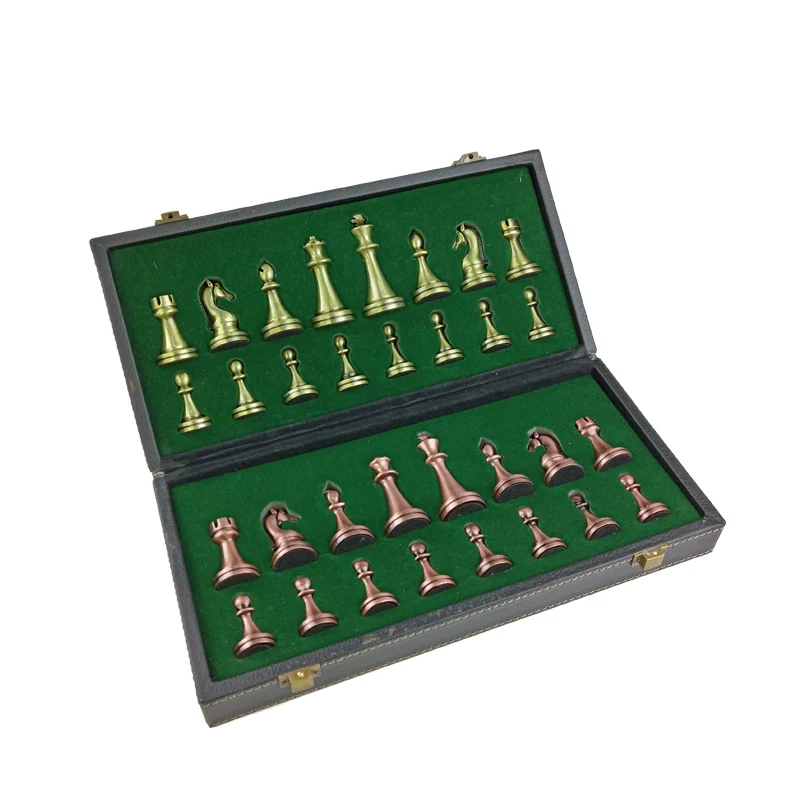 Jogos de xadrez de dobramento yernea conjunto de peças de xadrez de metal  xadrez de madeira maciça xadrez montado em couro sintético de alta  qualidade jogos - AliExpress