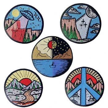 

UFO in The Wild Explore Outdoor Patch Embroidered Applique Iron On Sew On Emblem Embroidery applique decorations