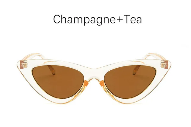 Сексуальные солнцезащитные очки кошачий глаз, тени для женщин, модные брендовые женские винтажные Ретро треугольные очки с дизайном «кошачие глаза» oculos feminino солнцезащитные очки - Цвет линз: Champagne Tea