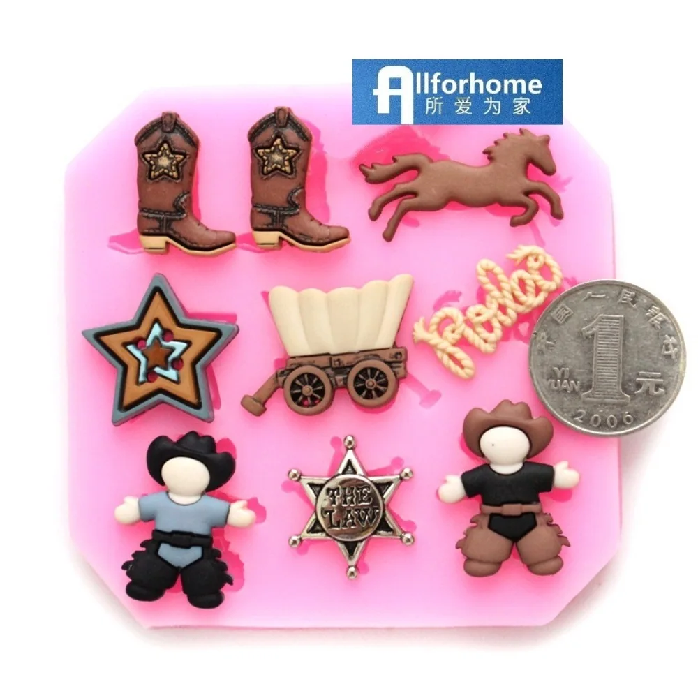 Силиконовая форма для мастики с 9 отверстиями в виде ковбоя мамастики|decor mold|cake