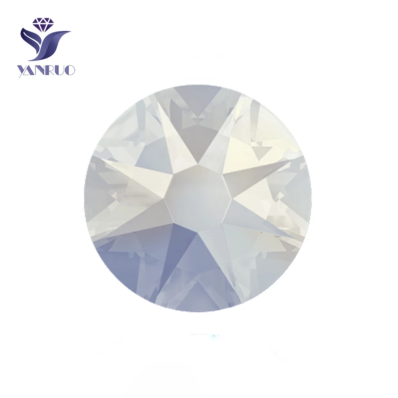 YANRUO 2088HF White Opal 8 Big Small Crystal Strass Flatback Rhinestone Hot Fix For Decorative Glasses | Дом и сад