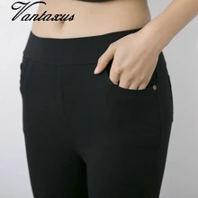 Женские леггинсы размера плюс xl 3xl, женские повседневные обтягивающие штаны из органической кожи, большие размеры, хлопковые обтягивающие штаны, черные брюки