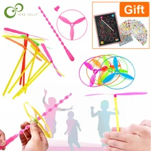 10Pcs/5Pcs Children Outdoor Bamboo Dragonfly Plastic Handle UFO Toy Fairy Flying Saucer Flying Ourdoor Toys for Children GYH