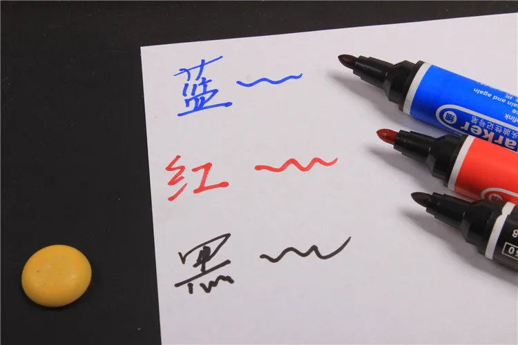 Двойной маркер двойной функцией записи маркером / маркер оптово-водонепроницаемый ручка-( цвета: красный / синий / черный) канцелярия ручки