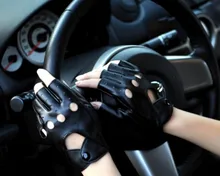 

Fashion Half Finger Driving Women Gloves PU Leather Fingerless Gloves For Women Black