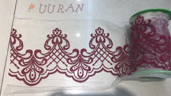 

10Yards Glitter Beads Wedding Dress Sequins Lace Applique Wine Guipure Gold Lace Trim Accessories 20-30cm width