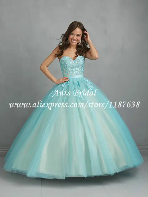 Tulle Puffy Prom Dresses with Turquoise