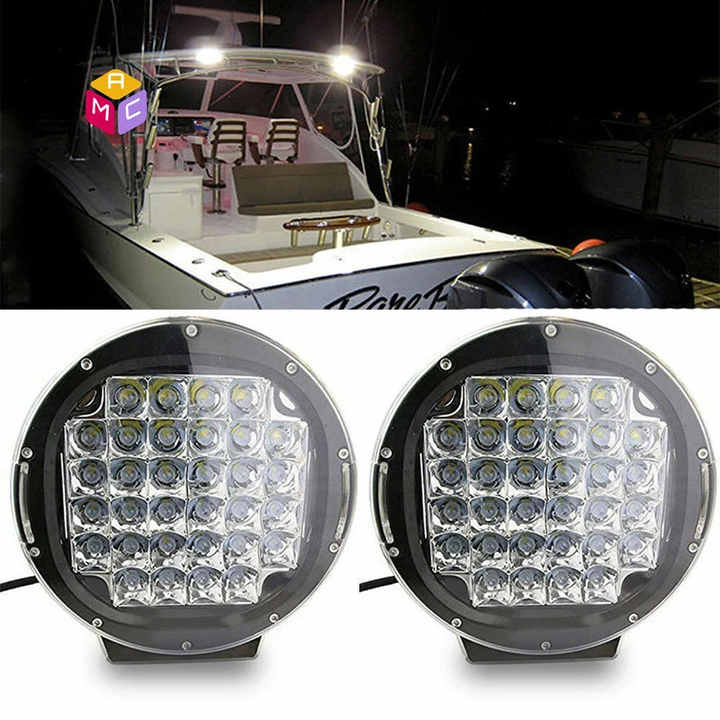 

2PCS 96W Pontoon Boat Head Light Docking Light Round LED Araba Aksesuar Led Bar Offroad High quality 10v-30v DC