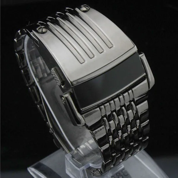 Электронные новые мужские цифровые большие наручные часы в стиле Железного человека со светодиодным дисплеем мужские часы с ремешком из нержавеющей стали Relogio в стиле милитари - Цвет: Черный