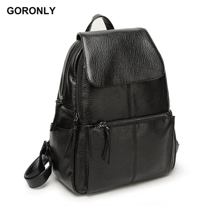 

GORONLY Brand High Quality Soft PU Leather Women Casual Daily Backpack School Bag Fashion Travel Bag Girls Bagpack Mochila