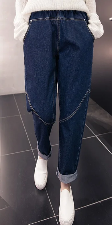 5xl плюс большие размеры джинсовые трусики женские весна зима осень feminina тонкие свободные с эластичной талией Гарун джинсовые брюки женские Y0573 - Цвет: Blue