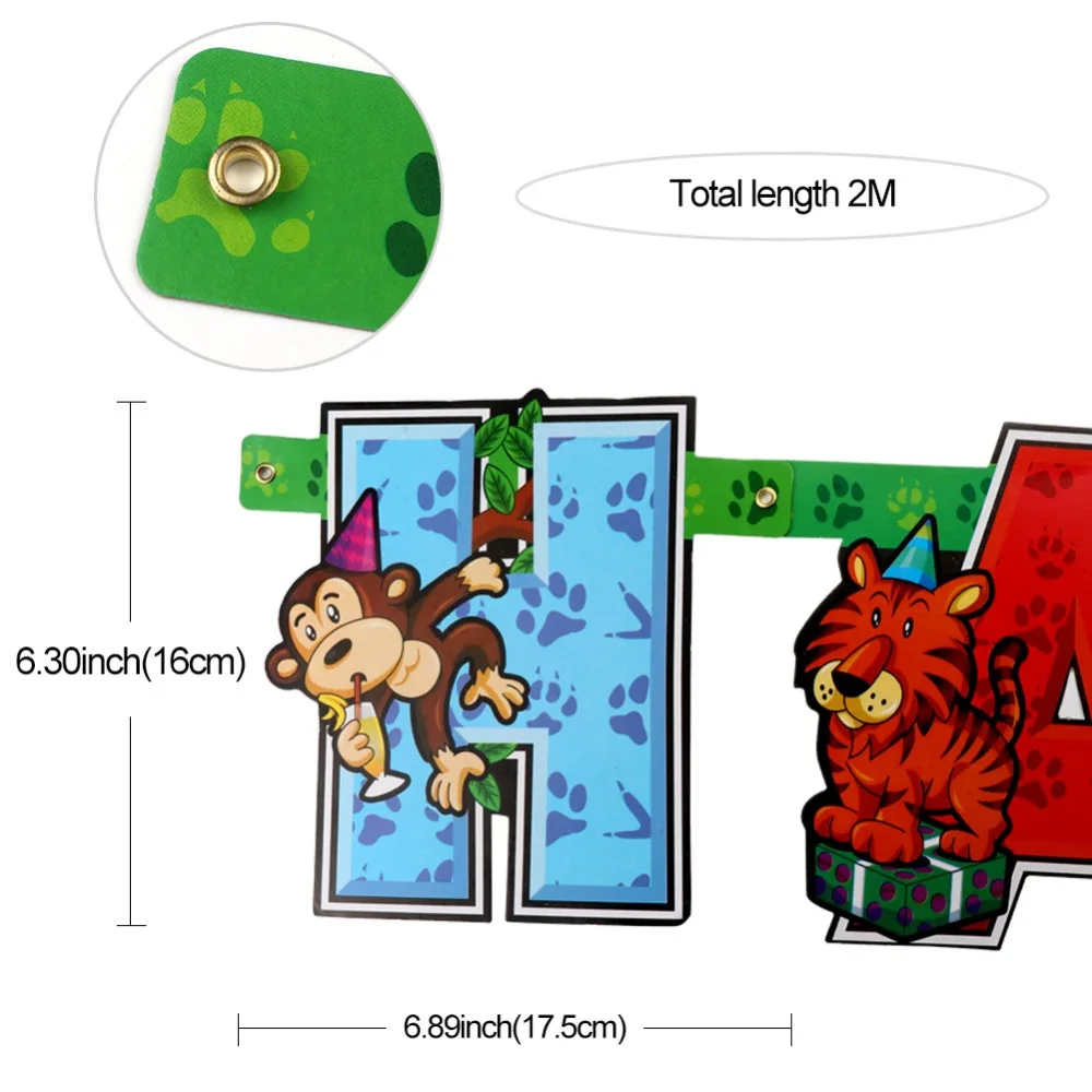 OurWarm 2 м лесной вечерние Бумага плакат "с днем рождения" Гирлянда к дню рождения баннер Животные тема вечерние принадлежности для рождения детей