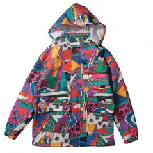 Новая цветная Лоскутная Женская куртка в стиле хип-хоп со съемным капюшоном, куртка-бомбер, уличная длинная куртка с геометрическим рисунком, chaquetas color idas