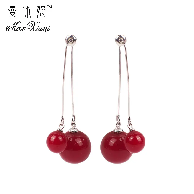 

Trendy Elegant Created Big Simulated Pearl Long Earrings Pearls String Statement Stud Earrings For Wedding Party Gift