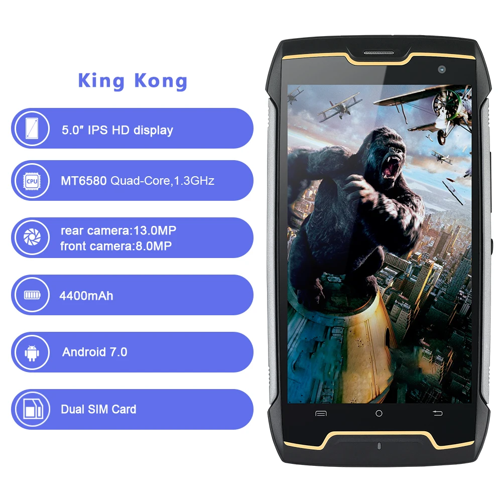 Cubot KingKong IP68 водонепроницаемый прочный смартфон 4400 мАч с большой батареей 3G двумя