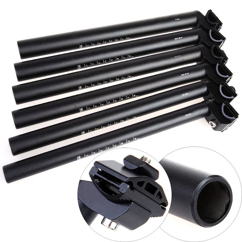 Online Venta al por mayor de aleación de aluminio 350 mm asiento de bicicleta de montaña sillín 25,4 27,2 28,6 30,4 30,8 31,6 MM accesorios para ciclismo