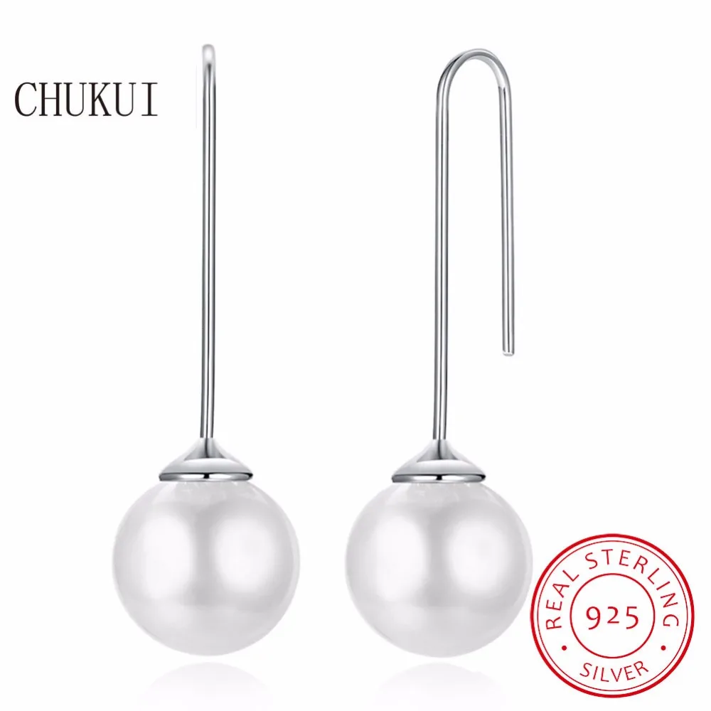 

CHUKUI Sterling Silver 925 Drop Earrings With Imitation Pearl Hook Dangle Earring Brincos For Women Christmas Gfits