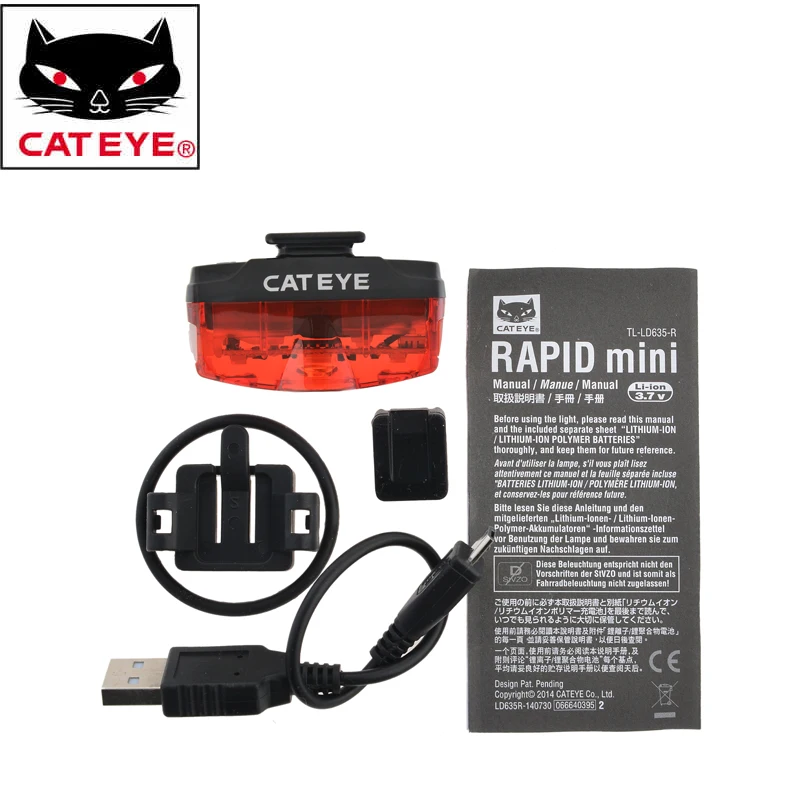 Perfect CATEYE TL-LD635-R Cycling Bike Rear Lights USB Rechargeable Ultralight Warning Flashing Lamp MTB Road Bicycle Tail Light 4 Modes 5
