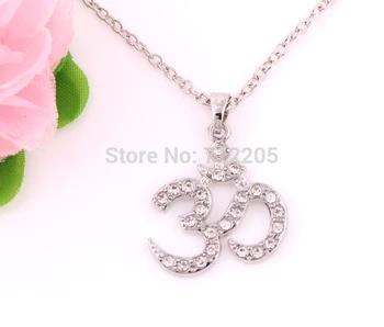 

fashion rhodium plated Yoga Meditation Yogi OHM Asana Large Om AUM Pendant necklaces