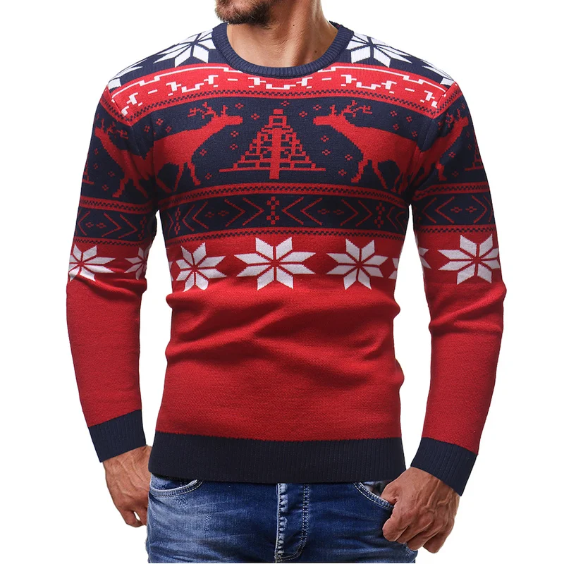 Mens Sweater 2019 Autumn Winter New Casual Sweater Men Pattern Knitted Pullovers Fashion Slim Fit Christmas Gift Male Sweater
