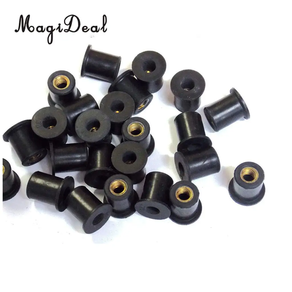 MagiDeal 18Pcs Rubber Well Nuts M4 M5 M6 Brass Metric Wellnuts Motorcycle Windscreen