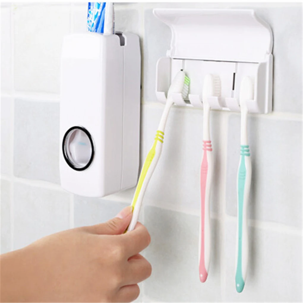 

Hot Sale New Design Automatic Toothpaste Dispenser Family Toothbrush Holder Set High Quality Bathroom Sets