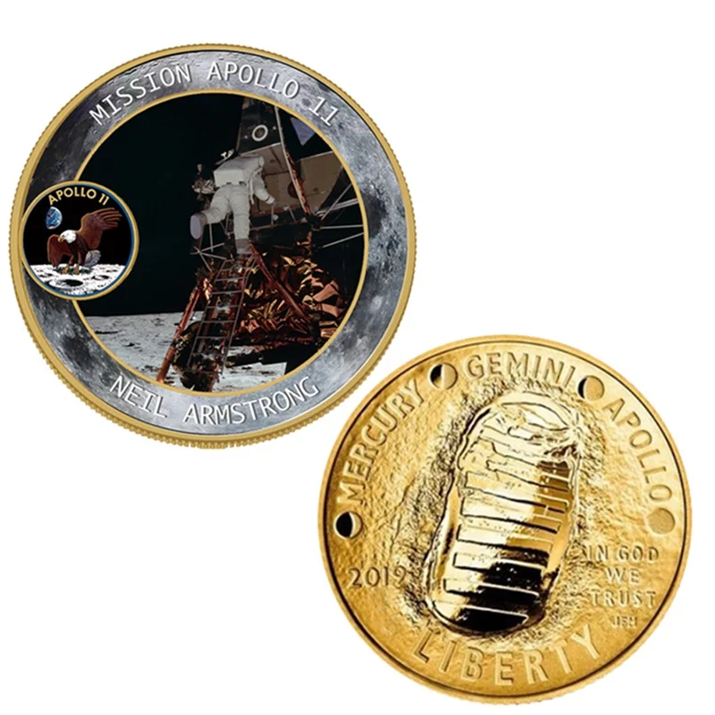 

2019 50th Anniversary Apollo Moon Landing Silver Commemorative Coin Gift drop shipping