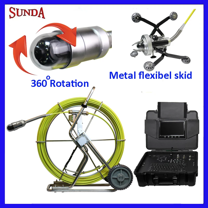 Hi Tech Pipe Robot Crawler Camera 360 degree rotation camera 7inch LCD