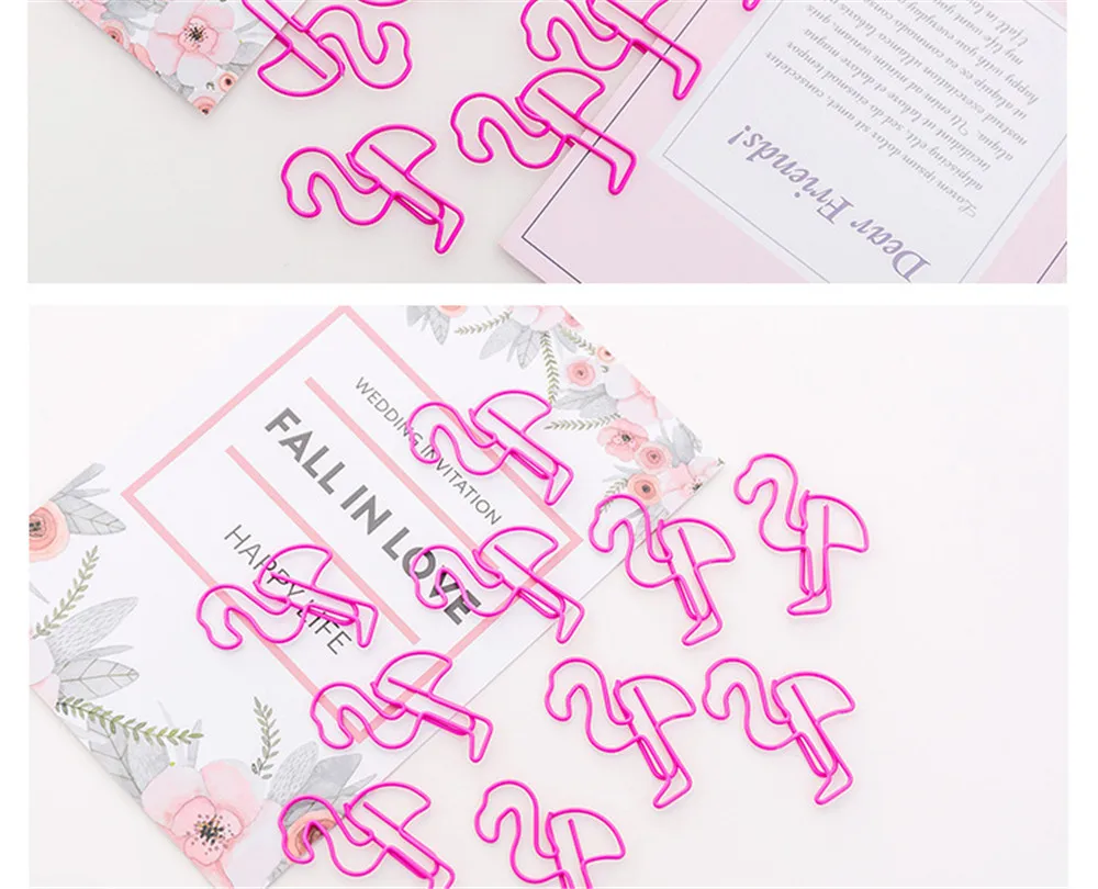 1 шт. Kawaii мультфильм Розовый фламинго животные скрепки металлический материал закладки для офиса зажимы для книги канцелярские принадлежности Школьные принадлежности