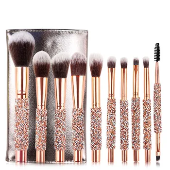 

Makeup Brushes Set 10pcs Diamond Handle Crystal Makeup Brush for Face and Eyes Professional Foundation Eyeshadow Cosmetic Tools