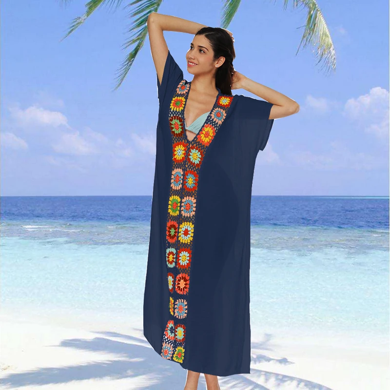 

2018 New Sexy Women Cover Up Floral Hallow Out Summer Long Maxi Dress Evening Cocktail Party Beach Dress Sundress