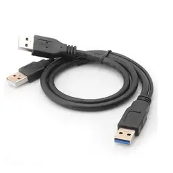 Leadzoe USB 3,0 мужчинами данных кабель удлинитель с 8 см Dual USB Питание Enhancer Y кабель для внешние жесткие диски