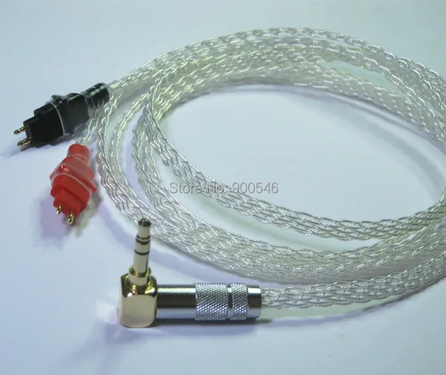 1.2m 4ft Handmade 8 core Flat braid Silver plated Headphone Cable