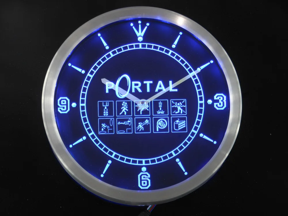 nc0207 Portal Game Neon Sign LED Wall Clockin Wall Clocks from Home & Garden on