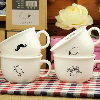 

1Pcs simple Ceramic cup Cute beard / sheep bird rain Image Mug and Cup coffee tea mug Healthy Afternoon