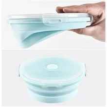 Seal Ronde Siliconen Opvouwbare Draagbare Bento Box Inklapbare Lunch Box Voor Kind Voedsel Servies Magnetron Voedsel Opslag Container