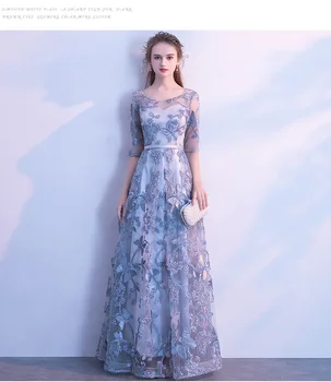 

Elegant Lace Asian Embroidery Long Dress Vestidos Chinos Oriental Qipao Evening Gowns Classic Party Dress Size XS-XXL