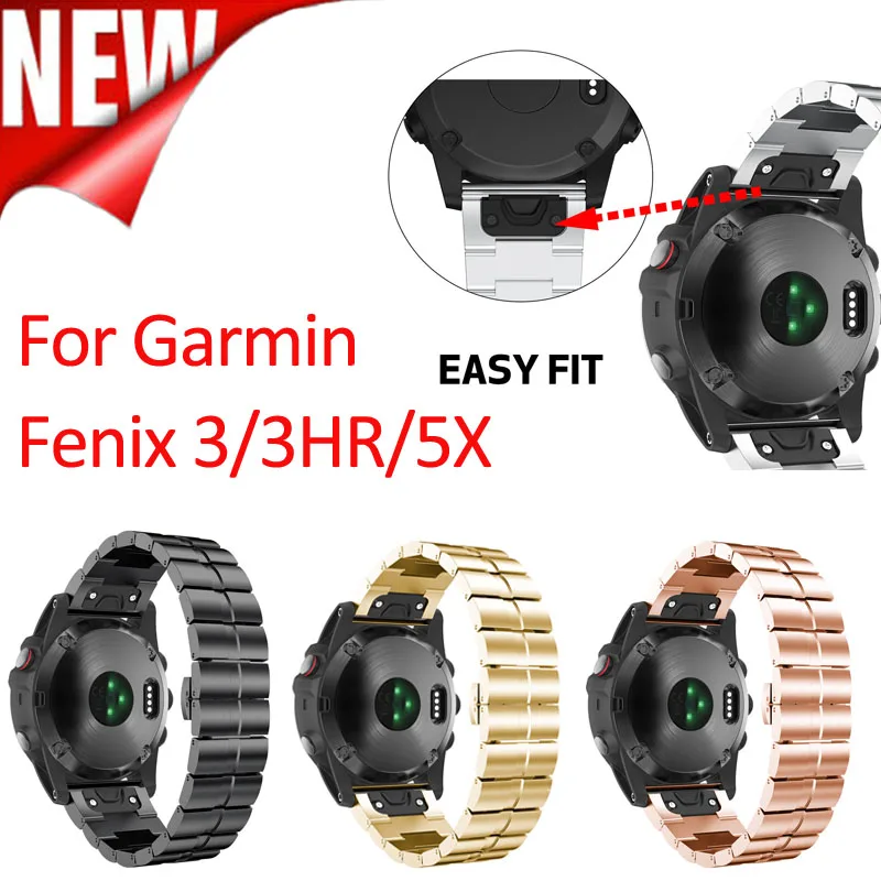 Нержавеющая сталь группы для Garmin Fenix 5X плюс 3 HR металла Band 26 мм Ширина Easy Fit Нержавеющая сталь смотреть группы Foretrex 701