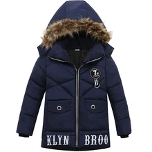Модная зимняя куртка с буквенным принтом для детей 2-5 лет теплое пальто с капюшоном для новорожденных мальчиков шелковая хлопковая куртка