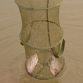 

1 Pcs 30cm*140cm Fishing Accessories 5 Layers Portable Folding Fishing Basket Dip Net Cage to Keep Fish Alive In the Water Tool