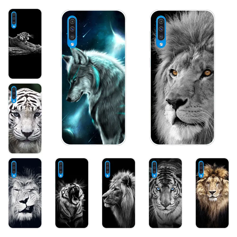 

For Samsung galaxy A50 Case,Silicon Tiger lion Painting Soft TPU Back Cover for Samsung galaxy A50 Phone protect Bags shell